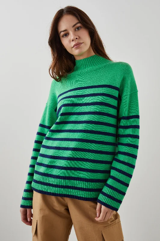SASHA SWEATER - KELLY NAVY STRIPE Warmest sweaters for extreme cold