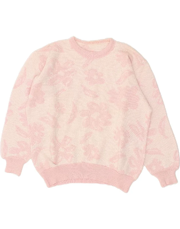 VINTAGE Womens Crew Neck Jumper Sweater UK 14 Medium Pink Floral Patagonia sweaters