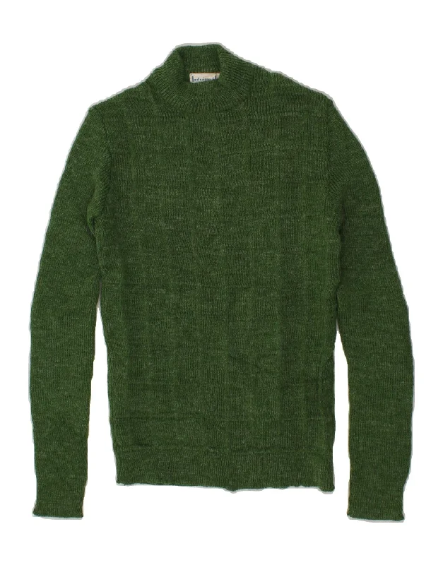 VINTAGE Womens Turtle Neck Jumper Sweater UK 4 XS Green Stretchable sweaters
