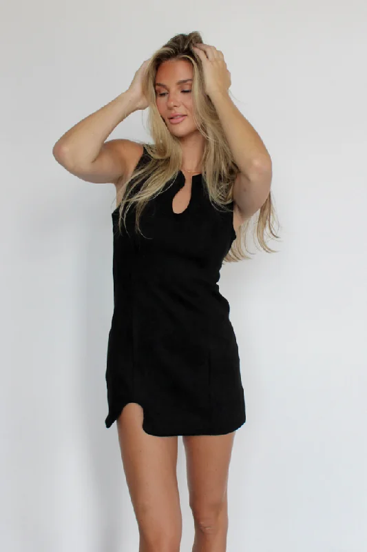 Virgo Suede Mini Dress in Black Best mini dresses for tall women