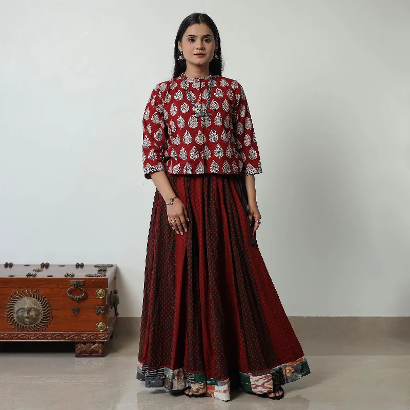 Multicolor - Bagh Print Skirt with 24 Kali Patchwork 25 Summer unclassified skirts
