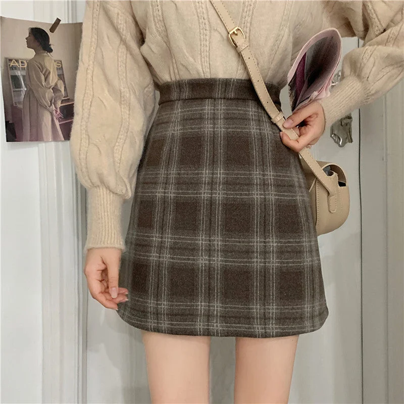 Ashy Plaid Mini Skirt (3 Colors) Colorblock Mini Skirt