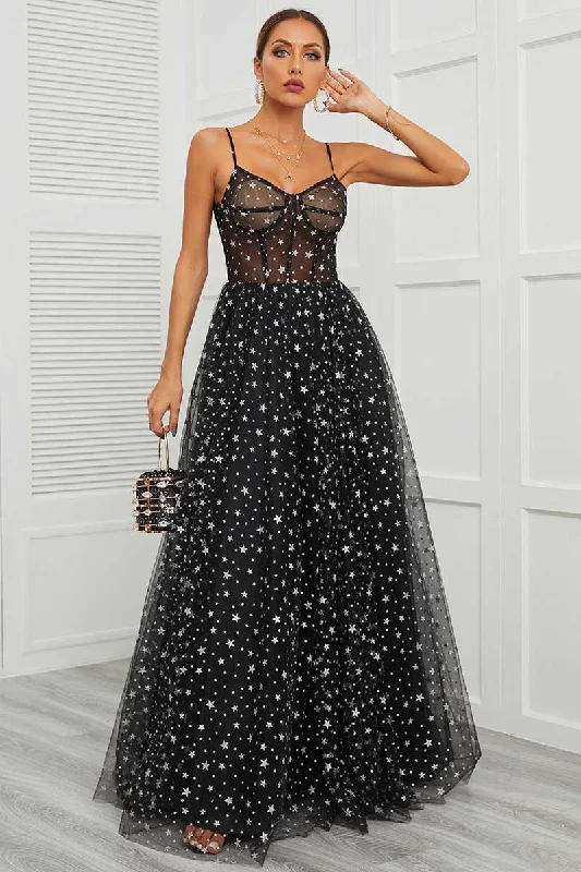 Black Maxi Formal Prom Dress with Stars EN5702 Elegant maxi dresses