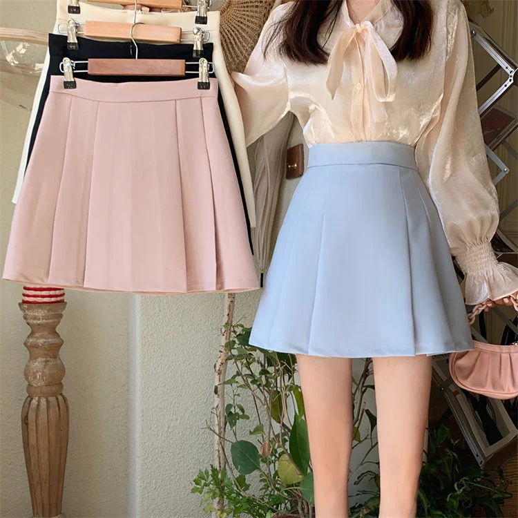 Half Pleated Mini Skirt (4 Colors) Distressed Mini Skirt