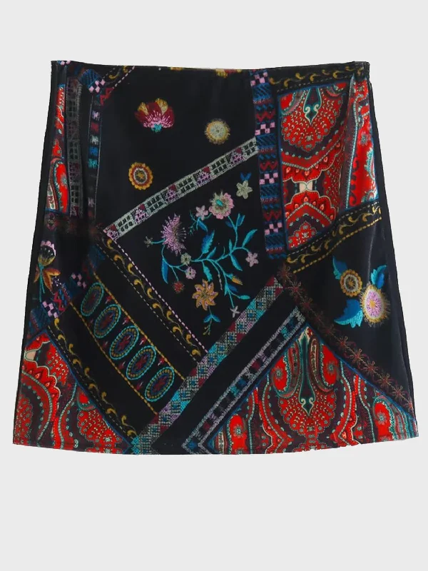 Printed Zip Mini Skirt Mini Skirt Outfit
