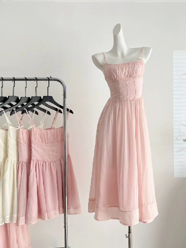 Sweetheart Flowing Skirt Pink Dress Side-tie unclassified skirts
