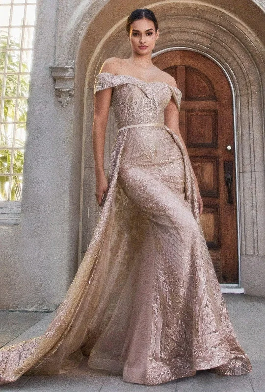 Andrea & Leo A1200 Off Shoulder with Overskirt Lace Gown Women's party dresses