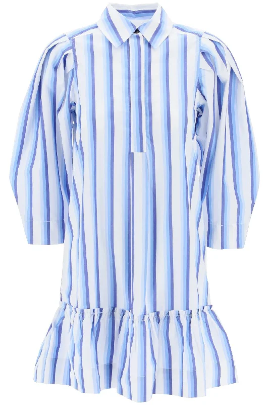 Striped Dress With Ruffles.  - Pink Satin unclassified dresses