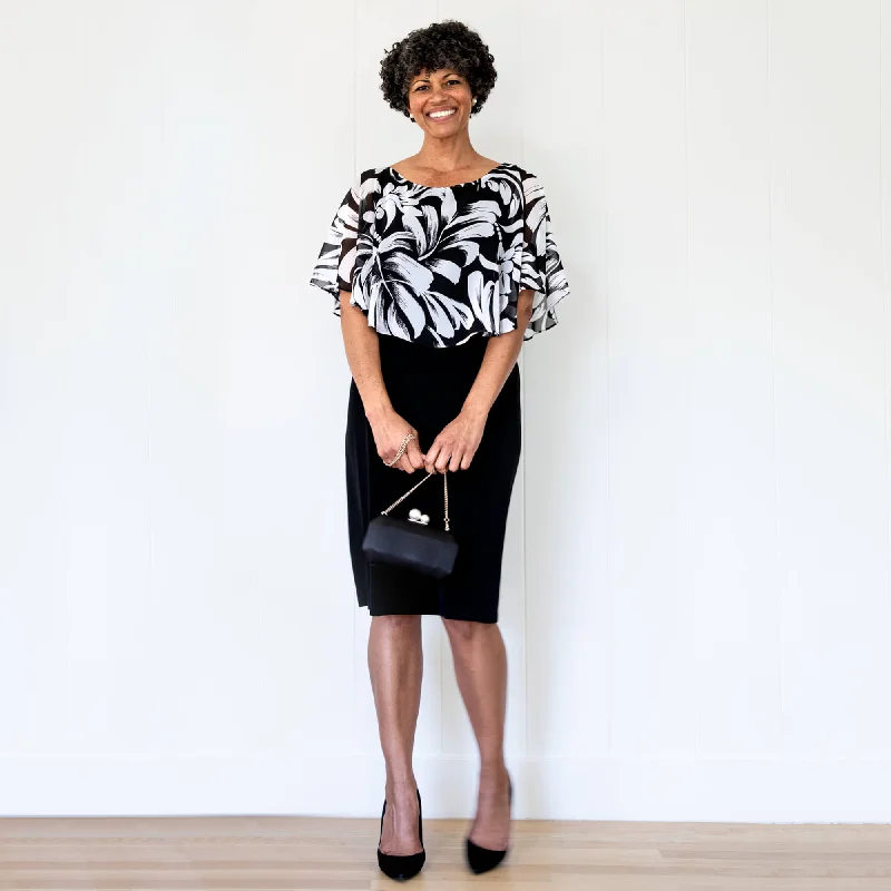 Alyssa Black Floral Cape Dress Floral dresses under $50