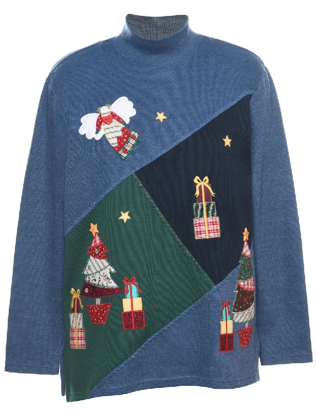 Blue Christmas Jumper - S Club unclassified dresses