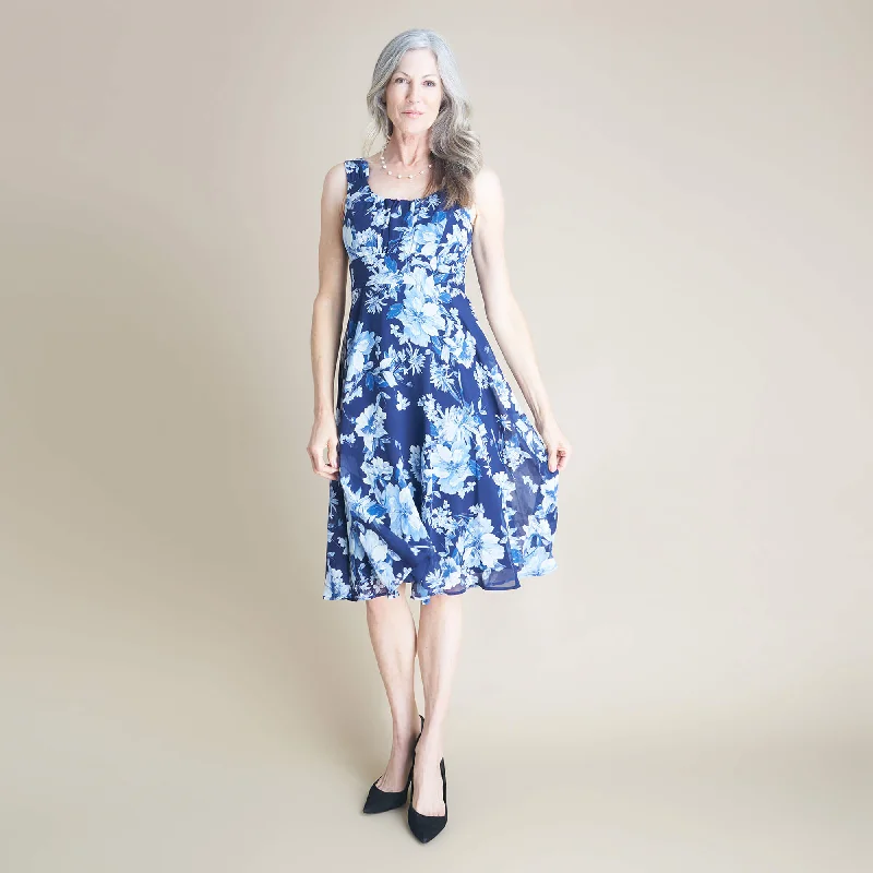 Carly Navy Floral Chiffon Dress Lightweight floral dresses for hot weather