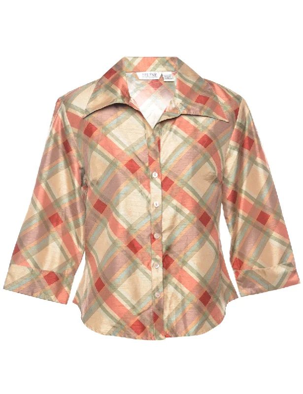 Checked Evening Blouse - M Y2K unclassified dresses
