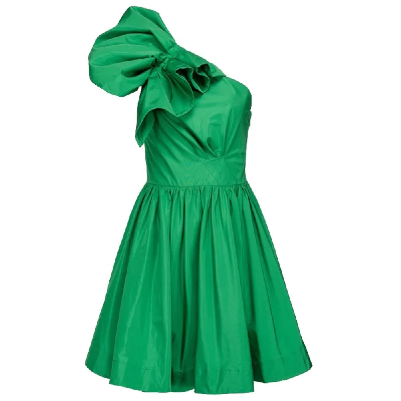 Chic Green Draped Bustier Flared Dress High-end unclassified dresses