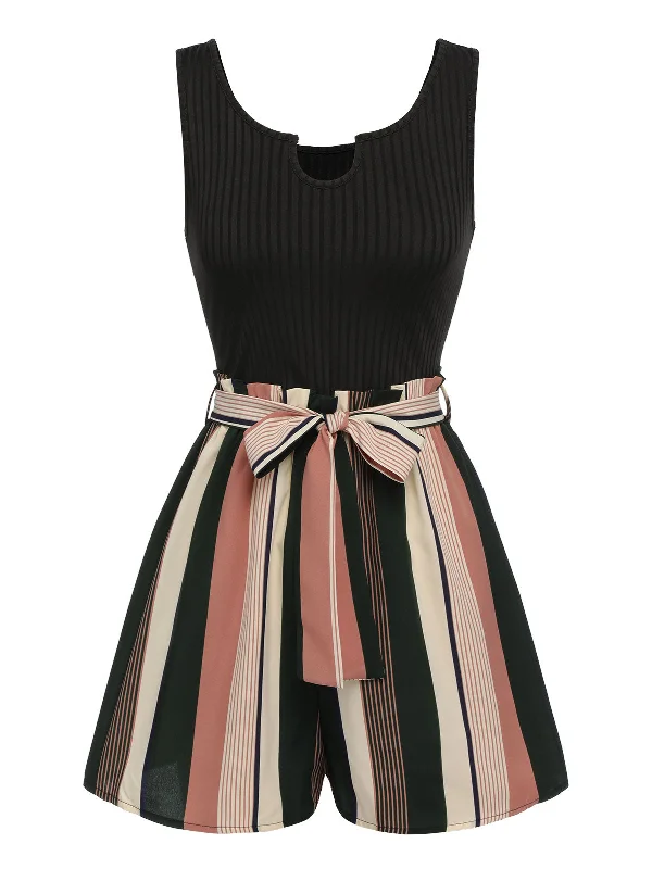 MATHILDA | KNITTED STRIPED PATCHWORK ROMPER Comfortable unclassified dresses