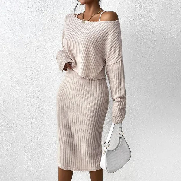 European style Autumn fashion Solid color Hip-full dress Women's unclassified dresses