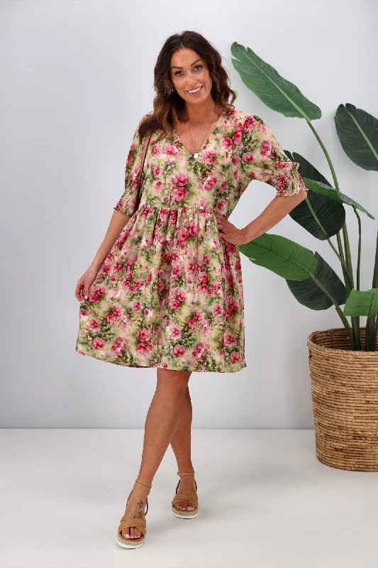 Gloss By Shine On Hallie Dress Pink Watercolour Floral Expensive floral dresses