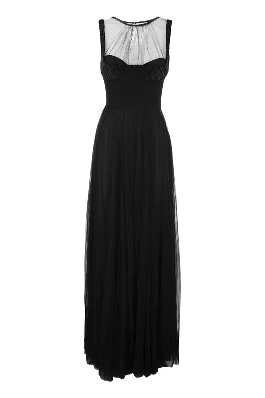 Red carpet dress with embroidered velvet bodice Striped unclassified dresses
