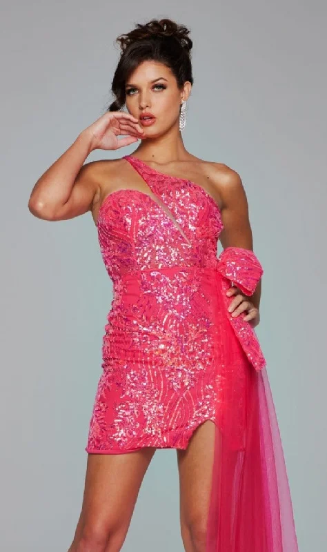 Side-Bow Short Sequin Hoco Dress: Jovani 39705 Formal Sequin Gown